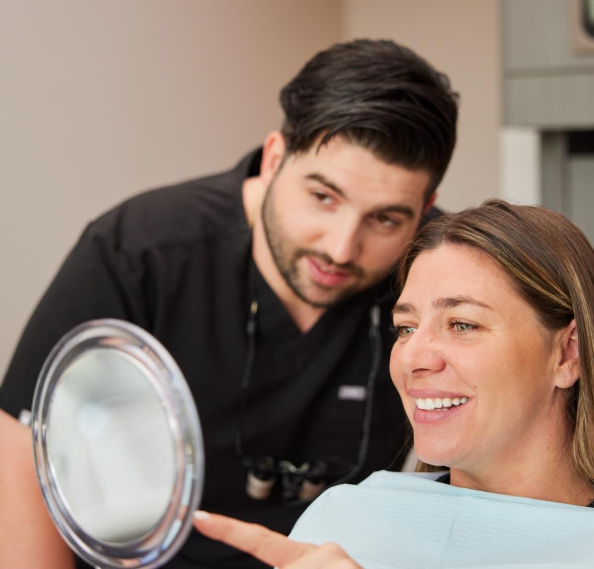 dentist speaking with patient